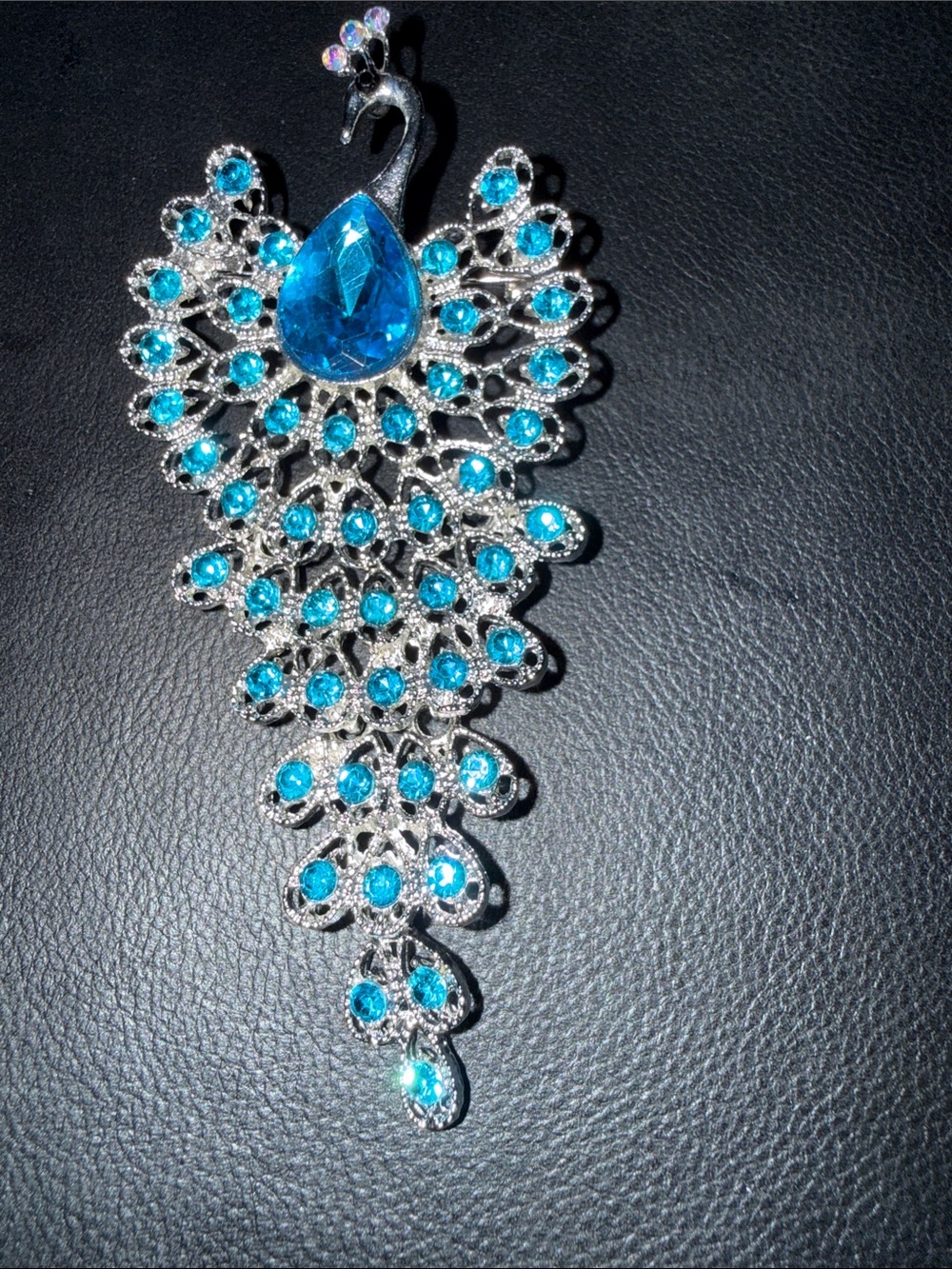 Elegant Blue Crystal Peacock Brooch - Women's Jewelry